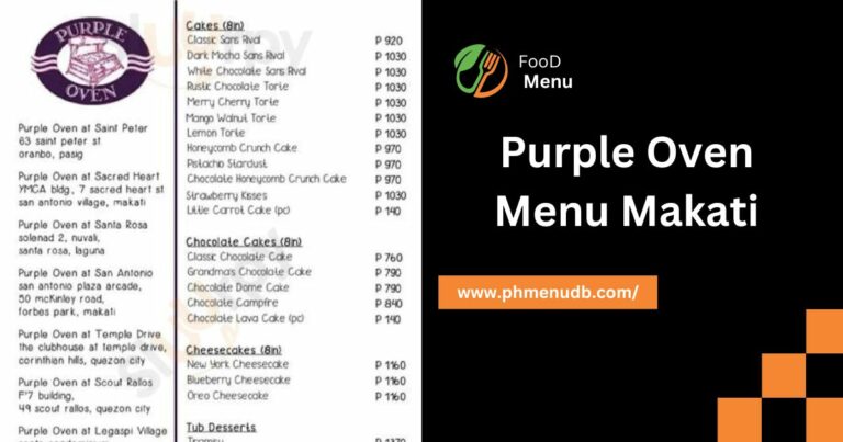 Purple Oven Menu Makati – Your Delicious Cake Feast!