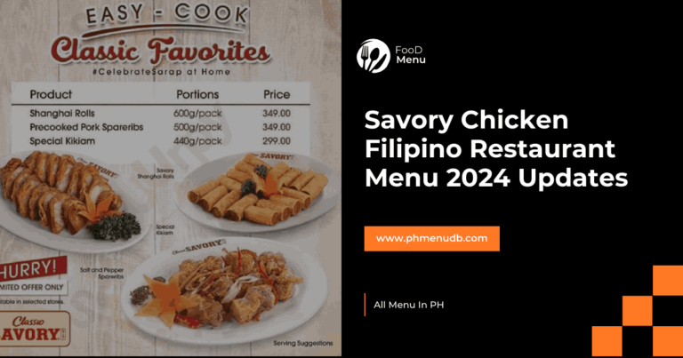 Savory Chicken Filipino Restaurant Menu 2024 Updates