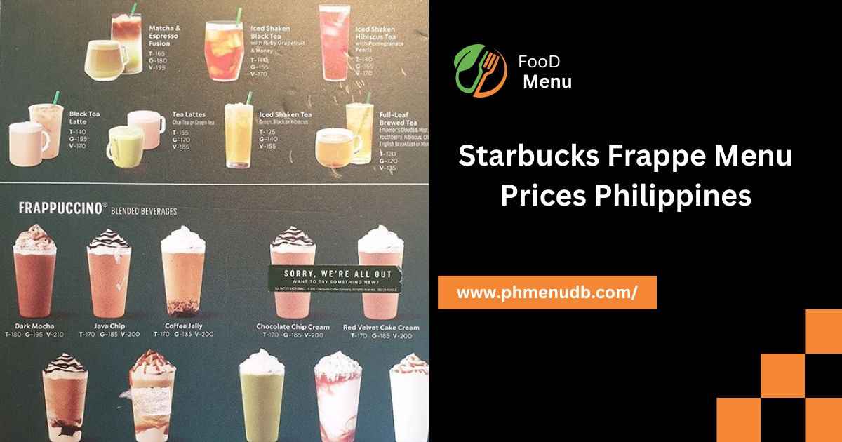 Starbucks Frappe Menu Prices Philippines
